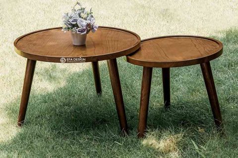 bàn trà cặp gỗ rustic efa design